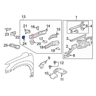 Lexus OE - Front Left Bumper Impact Bar Bracket