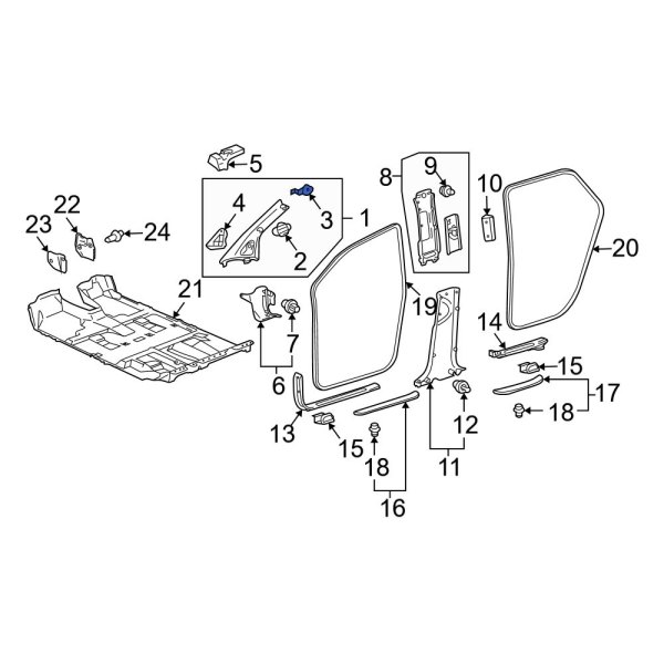 Body A-Pillar Trim Panel Clip