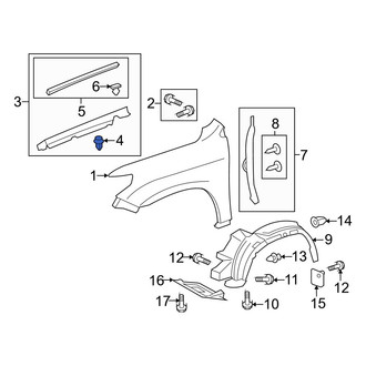 Lexus OE - Upper Radiator Support Air Deflector Clip