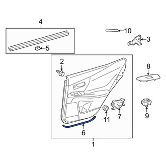 Lexus OE - Rear Lower Inner Door Interior Trim Panel Seal