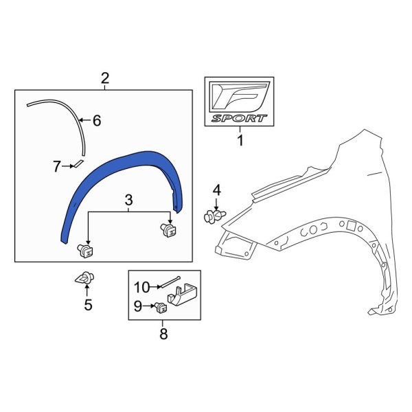 Lexus OE 7560578010 Rear Right Rearward Fender Flare