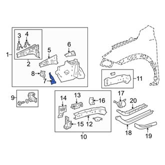 Lexus OE - Front Right Fender Apron Extension
