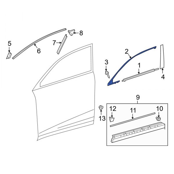 Lexus OE 7507278010 Front Left Door Reveal Molding
