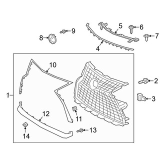 Lexus OE - Front Bumper & Grille - Grille & Components (NAP Built), (Base)
