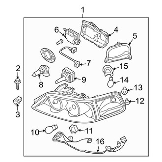 Lincoln OE - Front Lamps - Headlamp Components (With High Intensity Lamp), (Sedan)