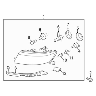 Lincoln OE - Front Lamps - Headlamp Components (With HID Lamps), (Base)