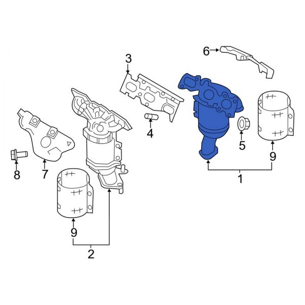 Lincoln OE FB5Z5G232B Right Catalytic Converter with Integrated