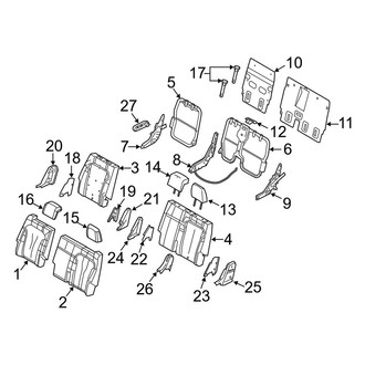 Lincoln OE - Seats & Tracks - Second Row Seats (60/40 Seats, Seat Back Components), (3.5L / 3.7L)