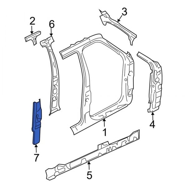 Lincoln OE YL3Z1624320AA - Right Body B-Pillar Reinforcement