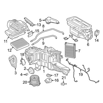 Lincoln OE - Air Conditioner & Heater - Evaporator & Heater Components (Front, W/O Rear A/C)