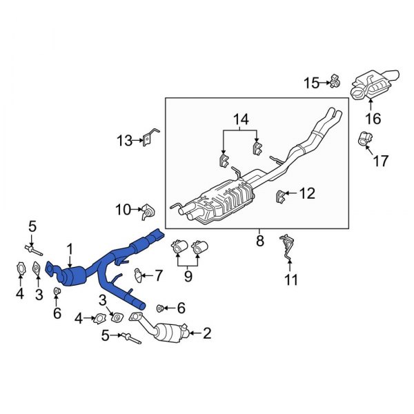 Lincoln OE JL7Z5E212R Left Catalytic Converter