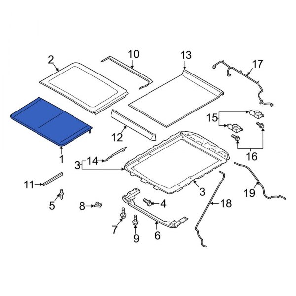 Lincoln OE ML3Z16500A18A Front Sunroof Glass