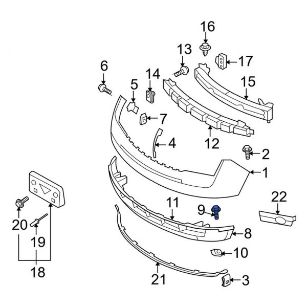 Lincoln OE W505003S424 Front Bumper Cover Screw