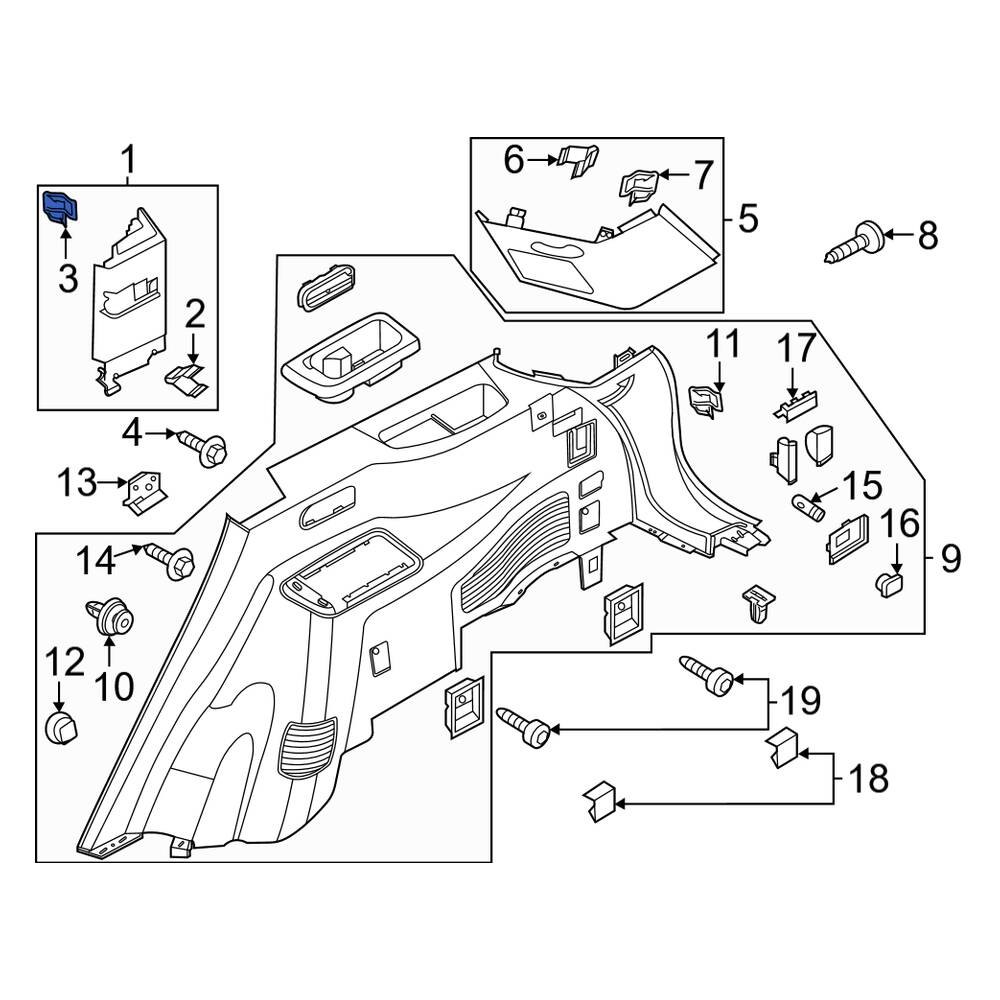 Lincoln OE W714972S300 Liftgate Pull Handle Clip