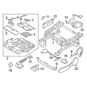 Lincoln OE - Seats & Tracks - Passenger Seat Components (24 Way, Cushion Frame and Components), (Black Label / Reserve)