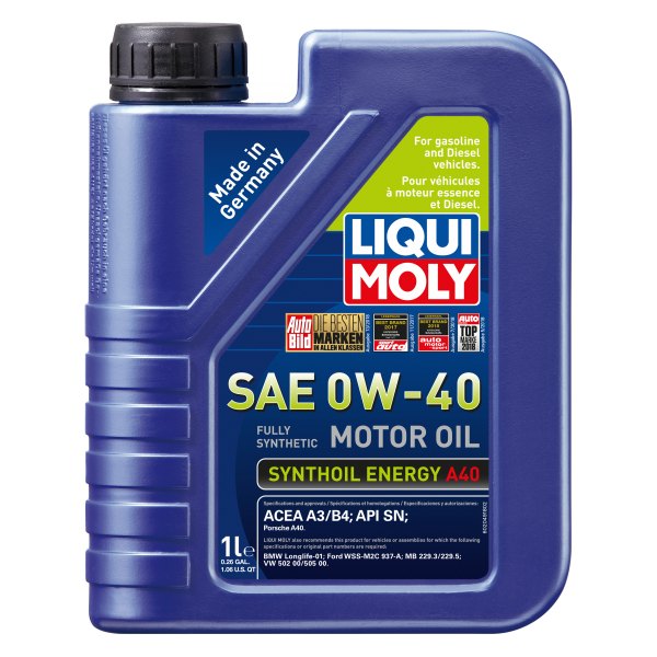 Liqui Moly® - Synthoil™ Energy SAE 0W-40 Synthetic Motor Oil, 1 Liter (1.06 Quarts)