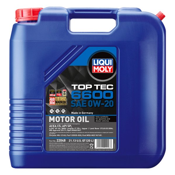 Liqui Moly® - Top Tec™ 6600 SAE 0W-20 Full Synthetic Motor Oil, 20 Liters (21.13 Quarts)