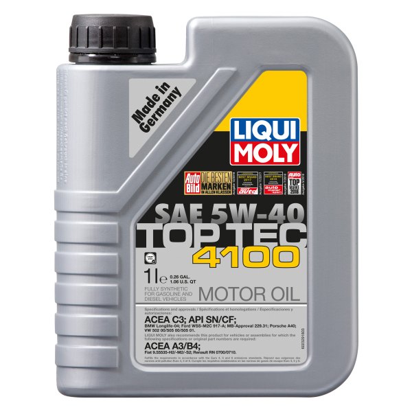 Liqui Moly® - Top Tec™ 4100 SAE 5W-40 Synthetic Motor Oil, 1 Liter (1.06 Quarts)