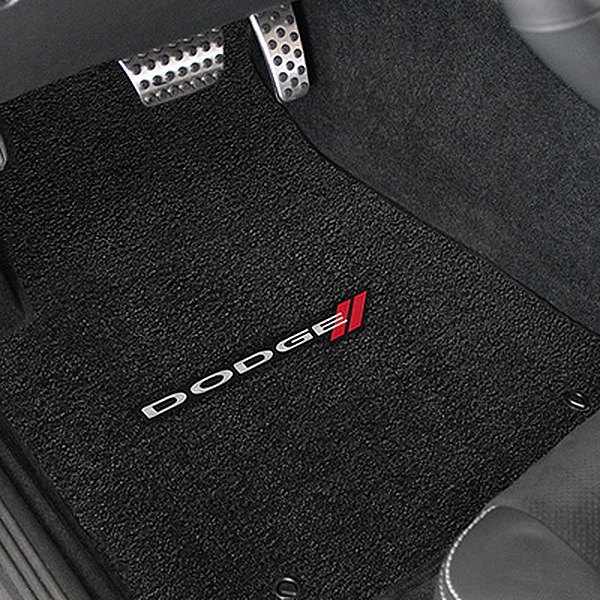 Ultimat™ Custom Fit 1st and 2nd Row Ebony Floor Mats With Dodge Logo by Lloyd®