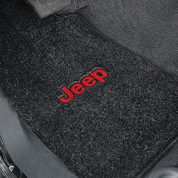 Ultimat™ Custom Fit 1st Row Black Floor Mats With Jeep Logo by Lloyd®