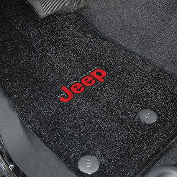 Ultimat™ Custom Fit 1st Row Black Floor Mats With Jeep Logo by Lloyd®
