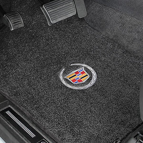Ultimat™ Custom Fit 1st Row Ebony Floor Mats With Cadillac Logo by Lloyd®