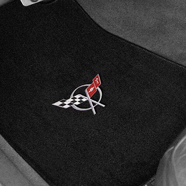 Velourtex™ Custom Fit 1st Row Black Floor Mats With C5 Logo by Lloyd®
