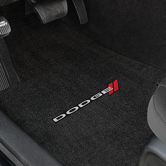 Lloyd® - Velourtex™ Custom Fit 1st and 2nd Row Ebony Floor Mats With Dodge Logo