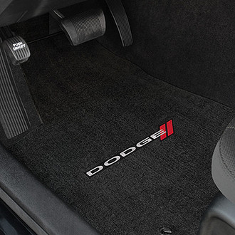 Lloyd® - Velourtex™ Custom Fit 1st and 2nd Row Ebony Floor Mats With Dodge Logo