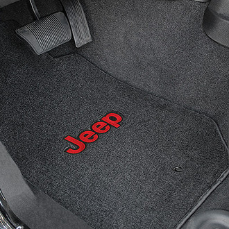 Lloyd® - Velourtex™ Custom Fit 1st Row Black Floor Mats With Jeep Logo