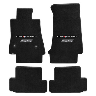 Lloyd Mats® - Ultimat™ Custom Fit 1st & 2nd Row Ebony Floor Mats With Camaro & SS Silver Double Logo