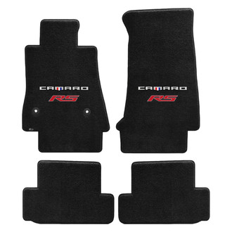 Lloyd Mats® - Ultimat™ Custom Fit 1st & 2nd Row Ebony Floor Mats With Camaro & RS Red Double Logo