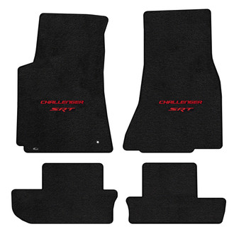 Lloyd Mats® - Ultimat™ Custom Fit 1st & 2nd Row Ebony Floor Mats With Challenger & SRT Red Double Logo
