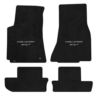 Lloyd Mats® - Ultimat™ Custom Fit 1st & 2nd Row Ebony Floor Mats With Challenger & SRT Silver Double Logo