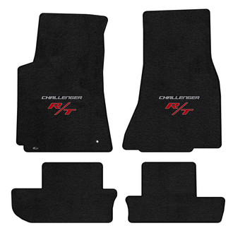 Lloyd Mats® - Ultimat™ Custom Fit 1st & 2nd Row Ebony Floor Mats With Challenger & RT Silver Double Logo