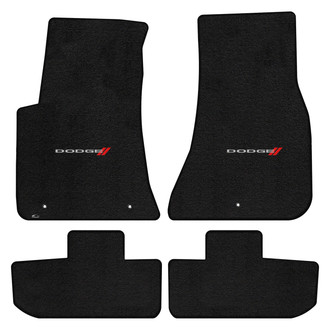 Lloyd Mats® - Ultimat™ Custom Fit 1st & 2nd Row Ebony Floor Mats With Dodge & Stripes Logo