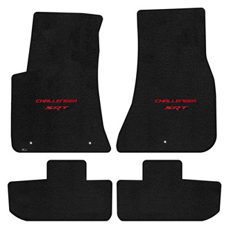 Lloyd Mats® - Ultimat™ Custom Fit 1st & 2nd Row Ebony Floor Mats With Challenger & SRT Red Double Logo