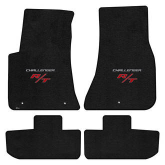Lloyd Mats® - Ultimat™ Custom Fit 1st & 2nd Row Ebony Floor Mats With Challenger & RT Silver Double Logo