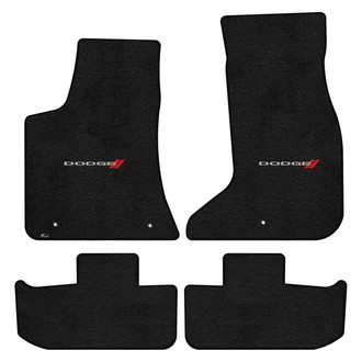Lloyd Mats® - Ultimat™ Custom Fit 1st & 2nd Row Ebony Floor Mats With Dodge & Stripes Logo