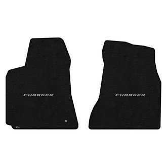 Lloyd Mats® - Ultimat™ Custom Fit 1st Row Ebony Floor Mats With Charger Silver Logo