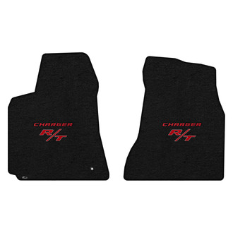 Lloyd Mats® - Ultimat™ Custom Fit 1st Row Ebony Floor Mats With Red Charger & RT Double Logo
