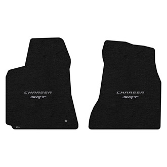 Lloyd Mats® - Ultimat™ Custom Fit 1st Row Ebony Floor Mats With Silver Charger & SRT Double Logo