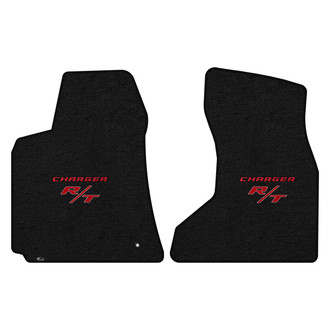 Lloyd Mats® - Ultimat™ Custom Fit 1st Row Ebony Floor Mats With Red Charger & RT Double Logo