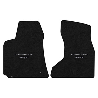 Lloyd Mats® - Ultimat™ Custom Fit 1st Row Ebony Floor Mats With Silver Charger & SRT Double Logo