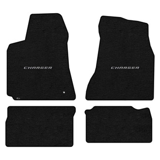 Lloyd Mats® - Ultimat™ Custom Fit 1st & 2nd Row Ebony Floor Mats With Charger Silver Logo