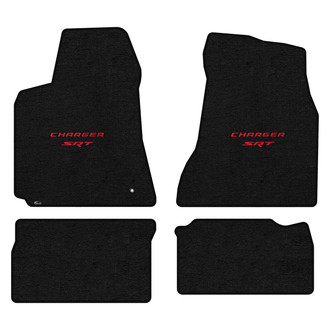 Lloyd Mats® - Ultimat™ Custom Fit 1st & 2nd Row Ebony Floor Mats With Red Charger & SRT Double Logo