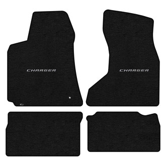 Lloyd Mats® - Ultimat™ Custom Fit 1st & 2nd Row Ebony Floor Mats With Charger Silver Logo