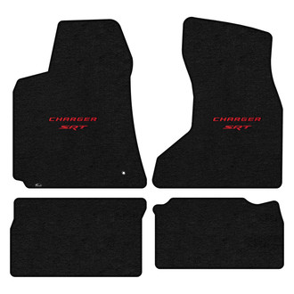 Lloyd Mats® - Ultimat™ Custom Fit 1st & 2nd Row Ebony Floor Mats With Red Charger & SRT Double Logo