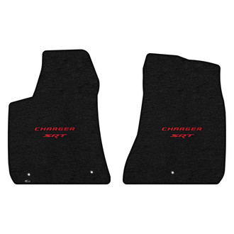 Lloyd Mats® - Ultimat™ Custom Fit 1st Row Ebony Floor Mats With Red Charger & SRT Double Logo