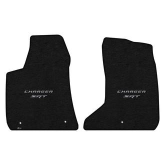 Lloyd Mats® - Ultimat™ Custom Fit 1st Row Ebony Floor Mats With Silver Charger & SRT Double Logo